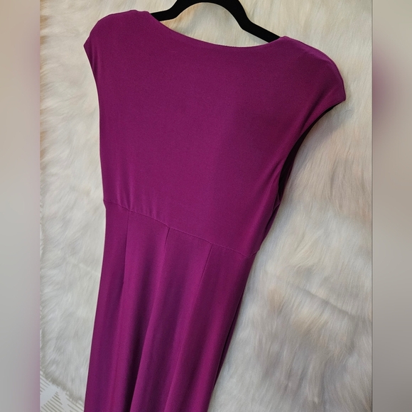 Lauren Ralph Lauren Classic Side Ruch Magenta Midi Dress - Picture 4 of 8